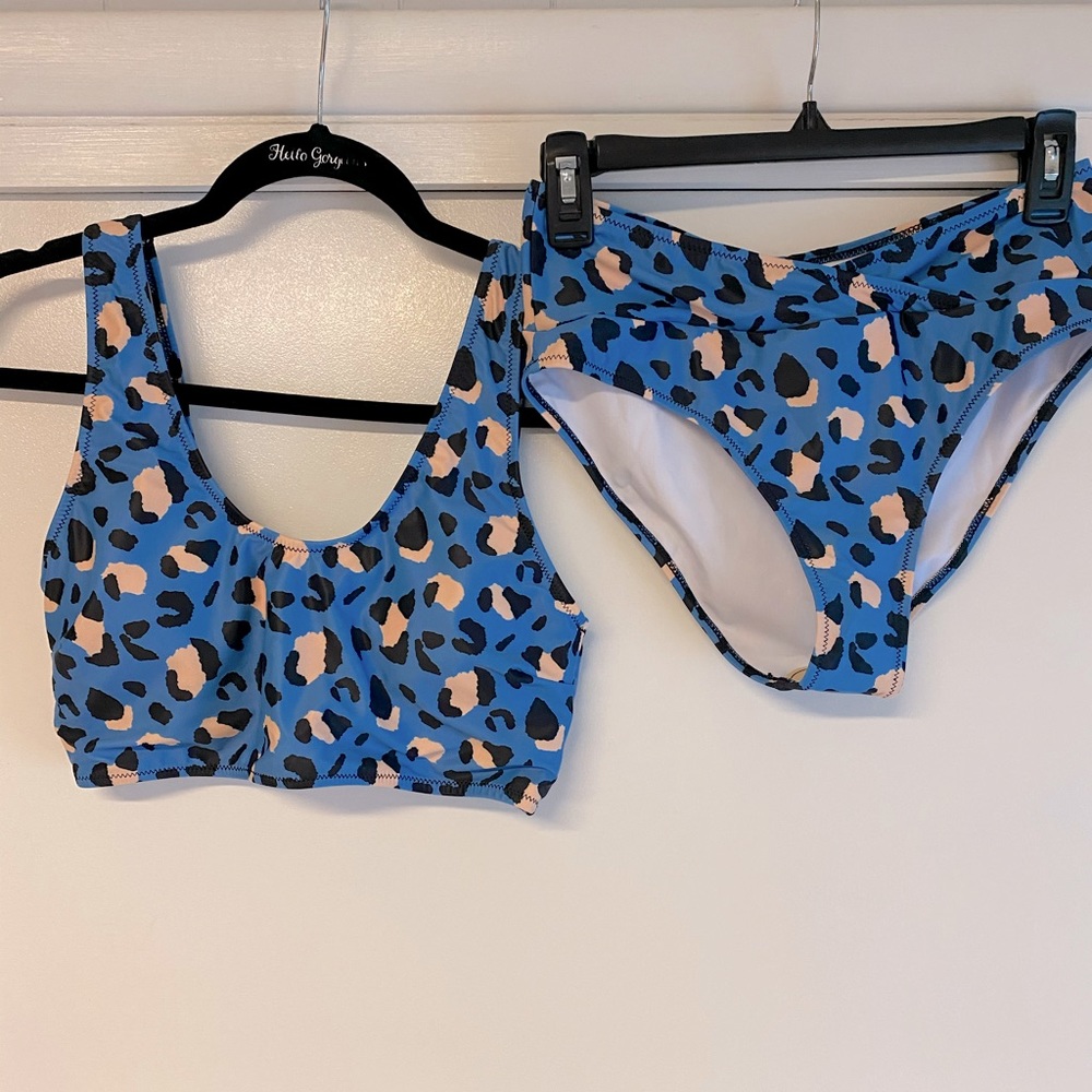 BeachSissi blue leopard high waisted bikini